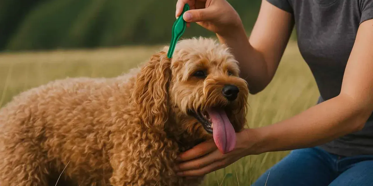 Aplicando pipeta Advantix a un perro. Es importante hacerlo después del baño para asegurar su efectividad.