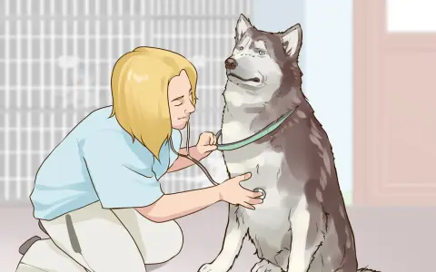Veterinario examina a un husky con un estetoscopio. La paciencia y el cuidado son clave para ganarse la confianza de un perro.