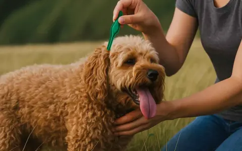 Aplicando pipeta Advantix a un perro. Es importante hacerlo después del baño para asegurar su efectividad.